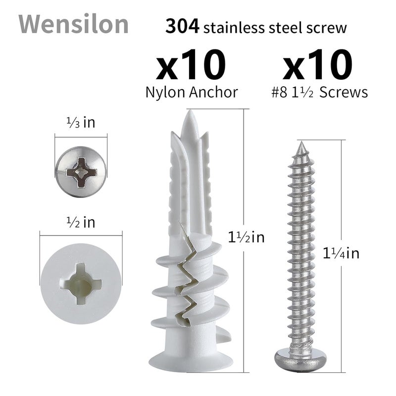 Wensilon Self-Drilling Drywall Anchors Assortment Kit – 182 Pcs for Concrete, Drywall,sheetrock Anchors， and Sheetrock – Heavy Duty Wall Anchors for Easy Installation, No Drill Bit Required - Image 2